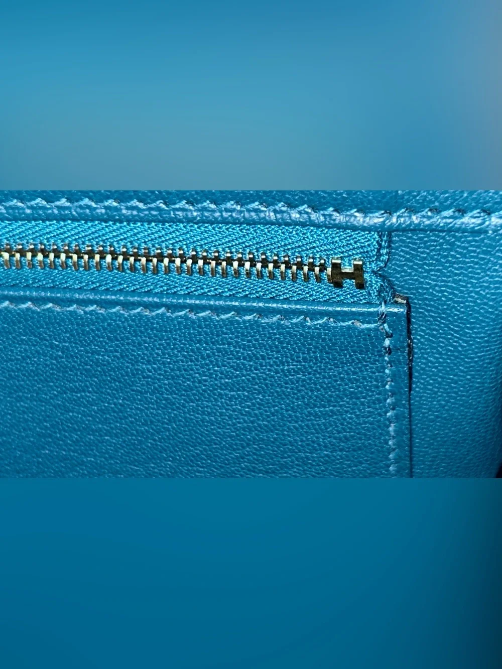 HERMES Birkin 35 Bleu Izmir Togo Leather Gold Hardware Handbag